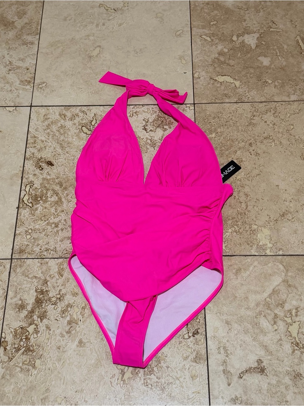 Bright Pink Halter One-Piece Swimsuit